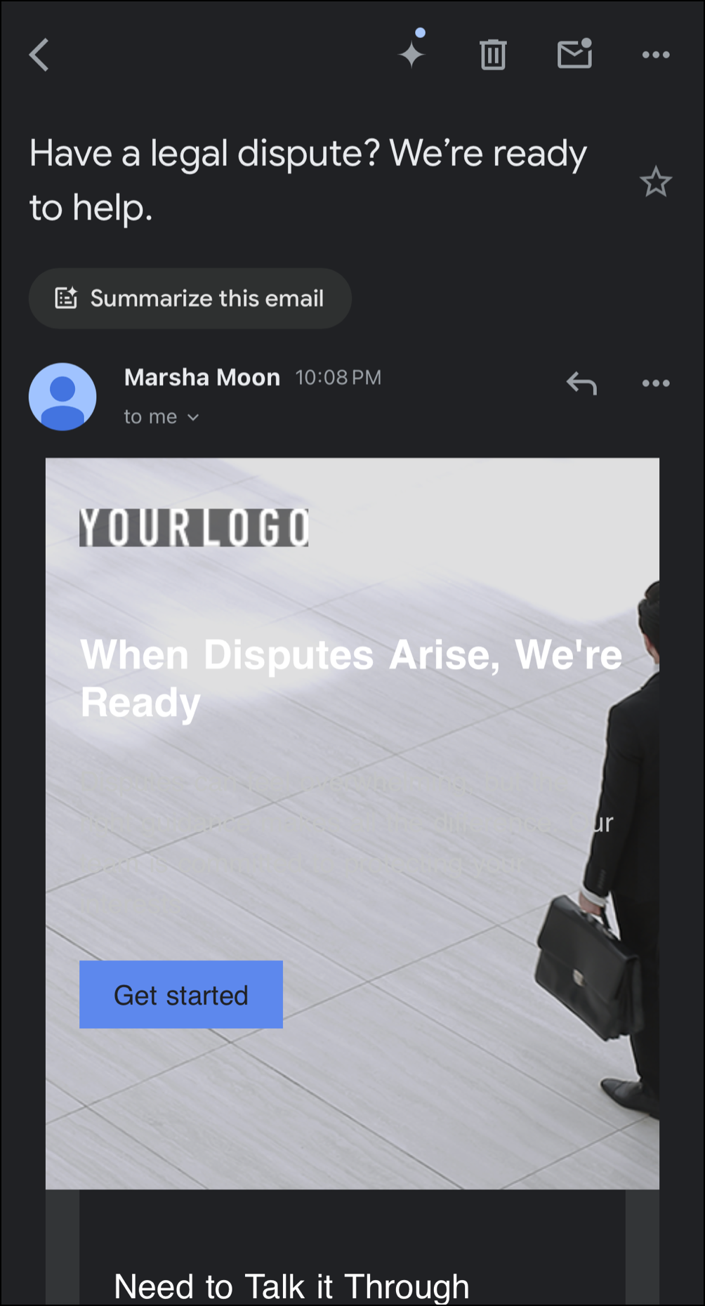 Constant Contact email received and displayed in Gmail client in dark mode