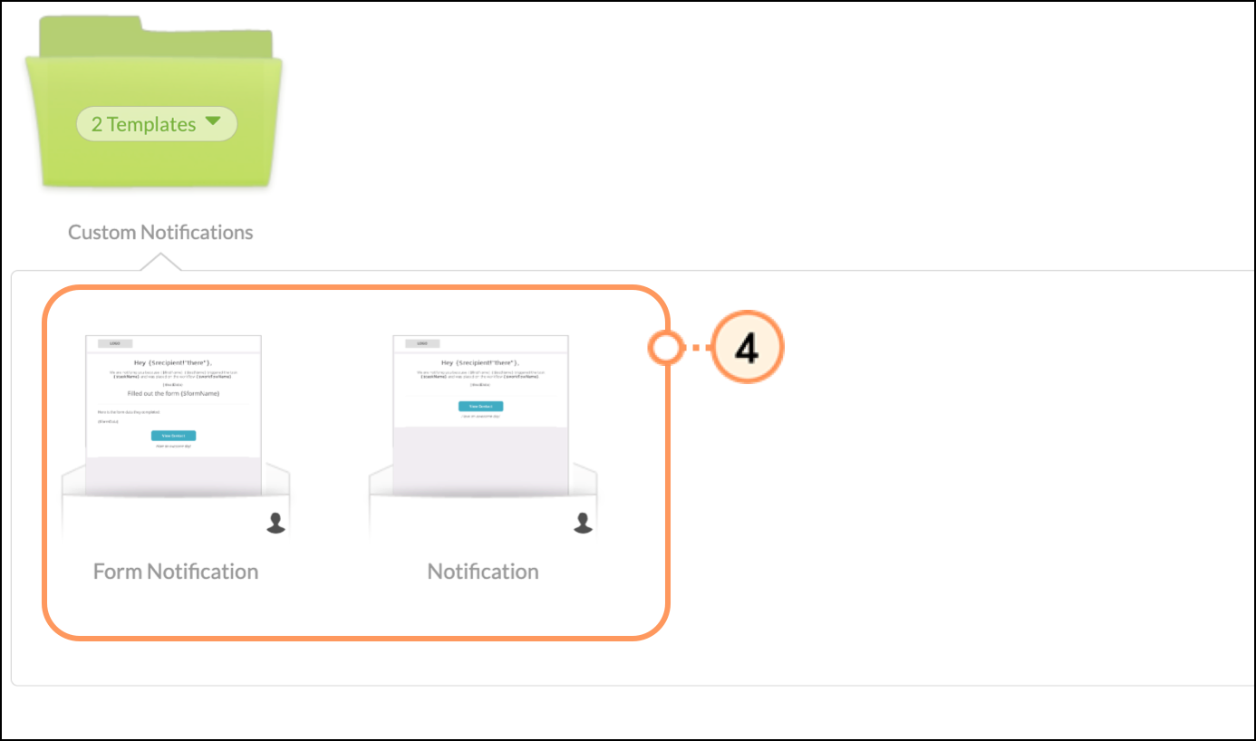 Expanded notification folder two template options