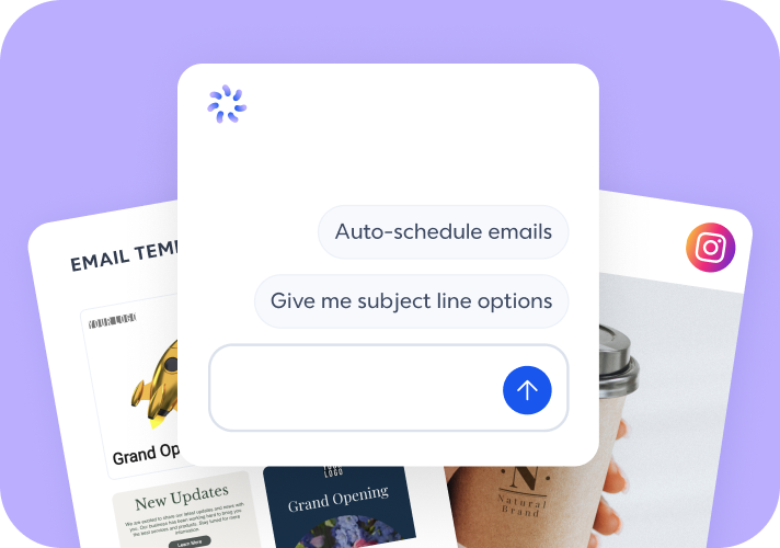 Email templates, text-to-join SMS, and Instagram post mockups
