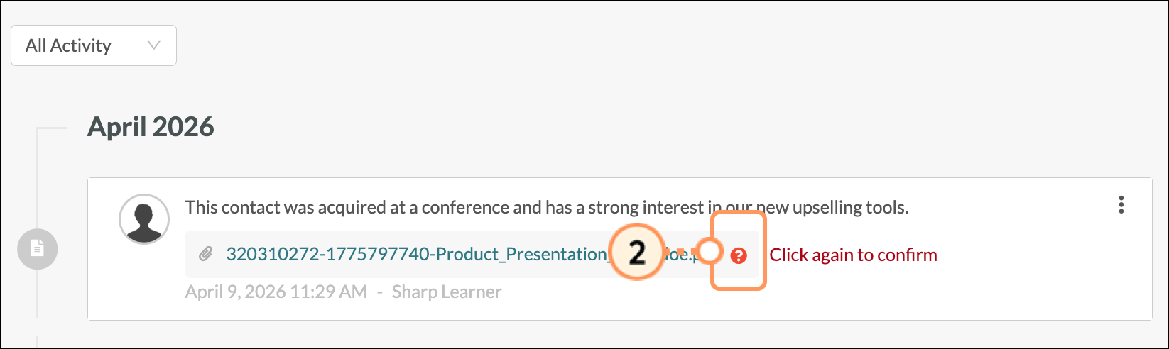 Red question mark icon to confirm