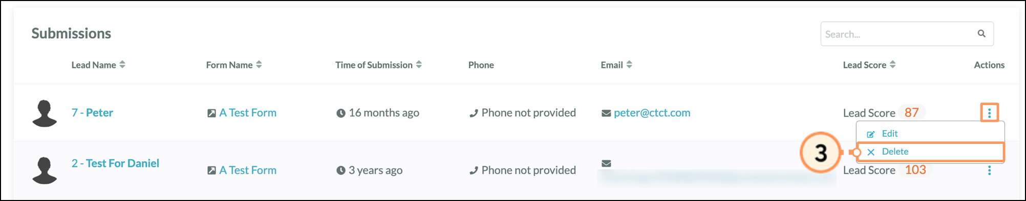 Form Submissions configuration options