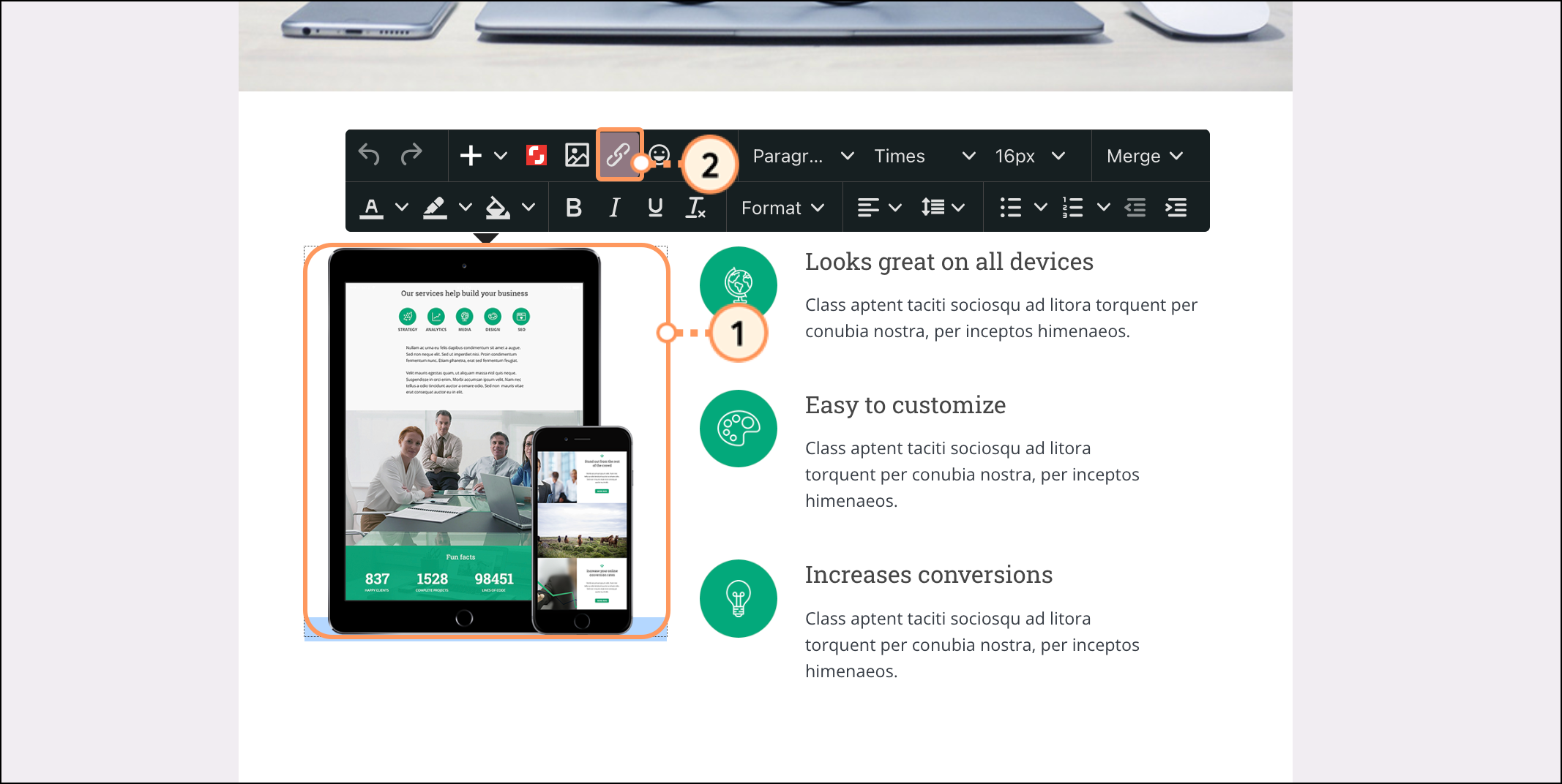 Image editor menu