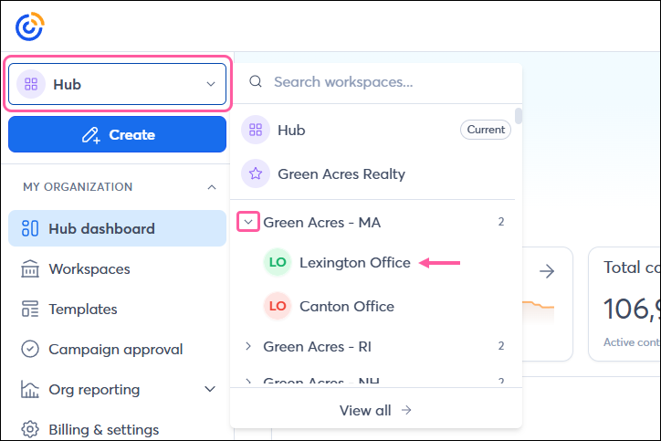 Workspace navigator left nav