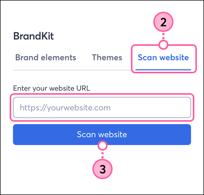 Scan website tab, website URL field, and Scan Website button