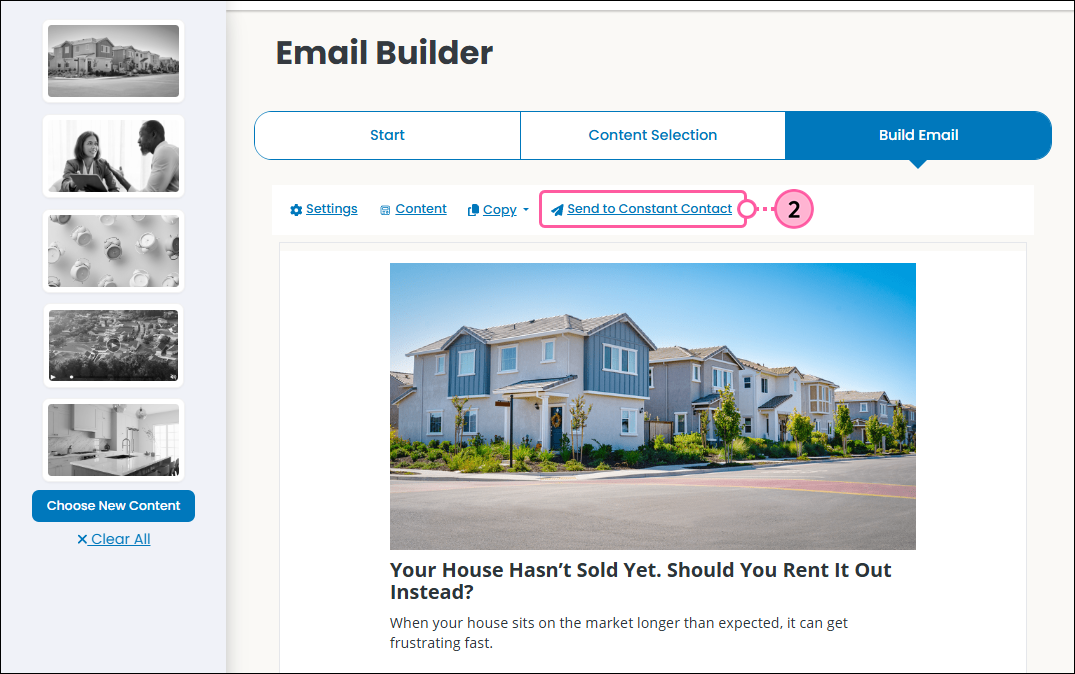 Send email template to Constant Contact