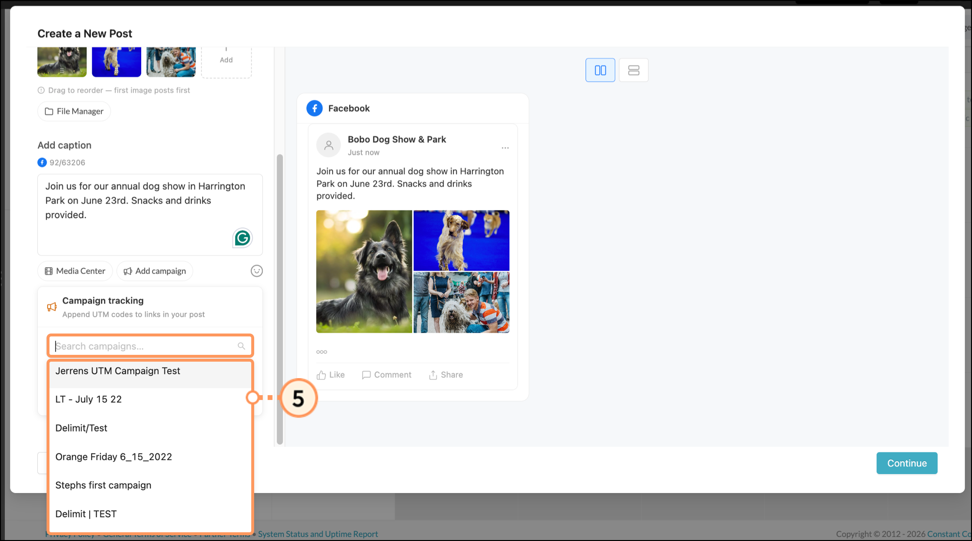 Campaign tracking expanded menu