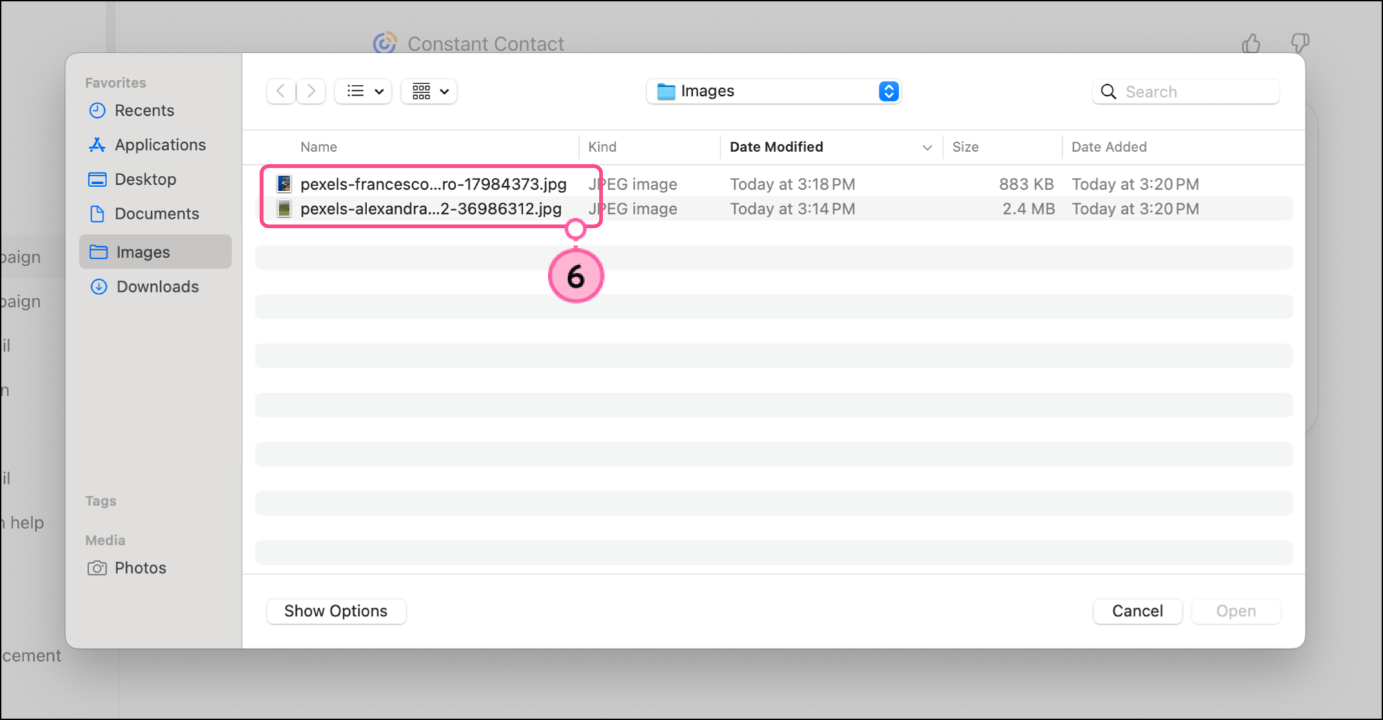 Image files in computer folder pop-up