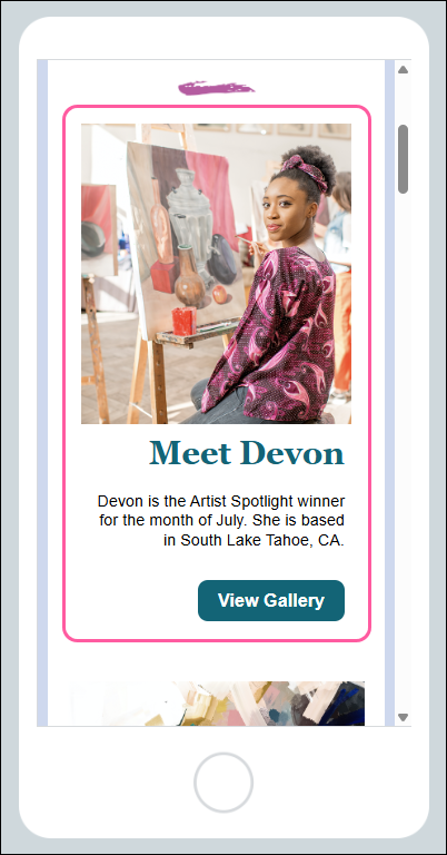 Email preview with columns stacked right to left