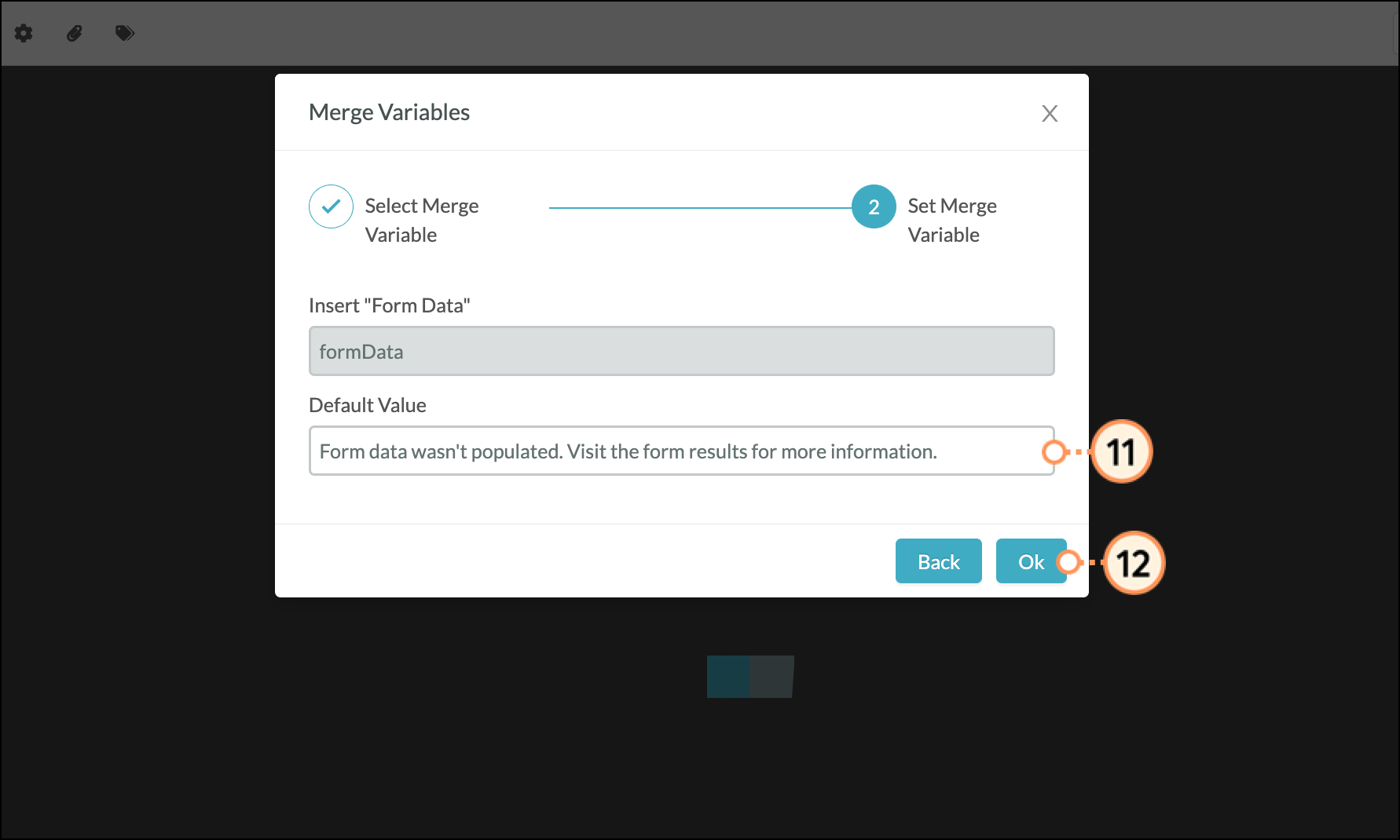 Default text field merge variable