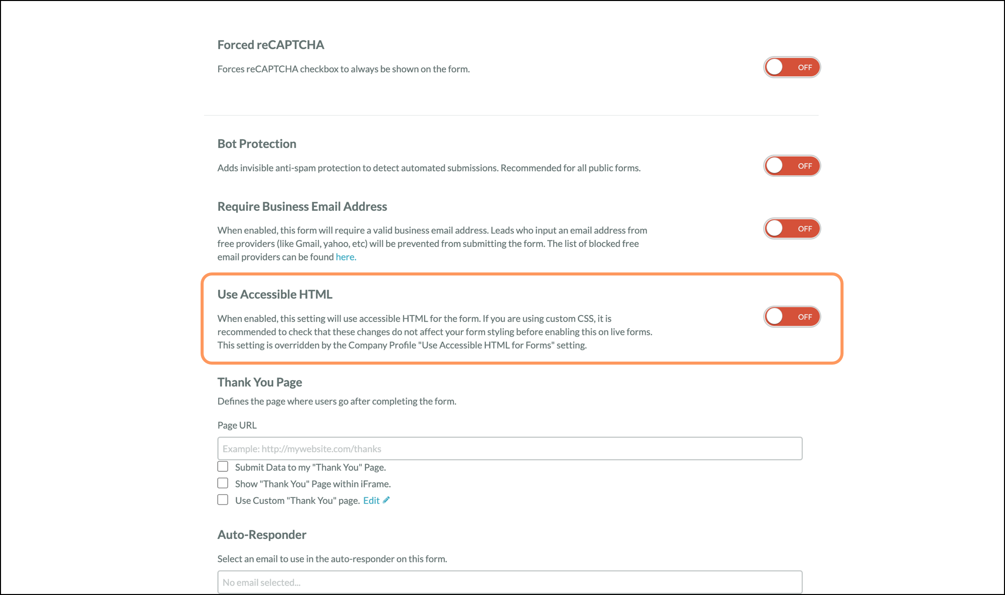 Form Level HTML toggle in Settings Form Level HTML toggle in Settings