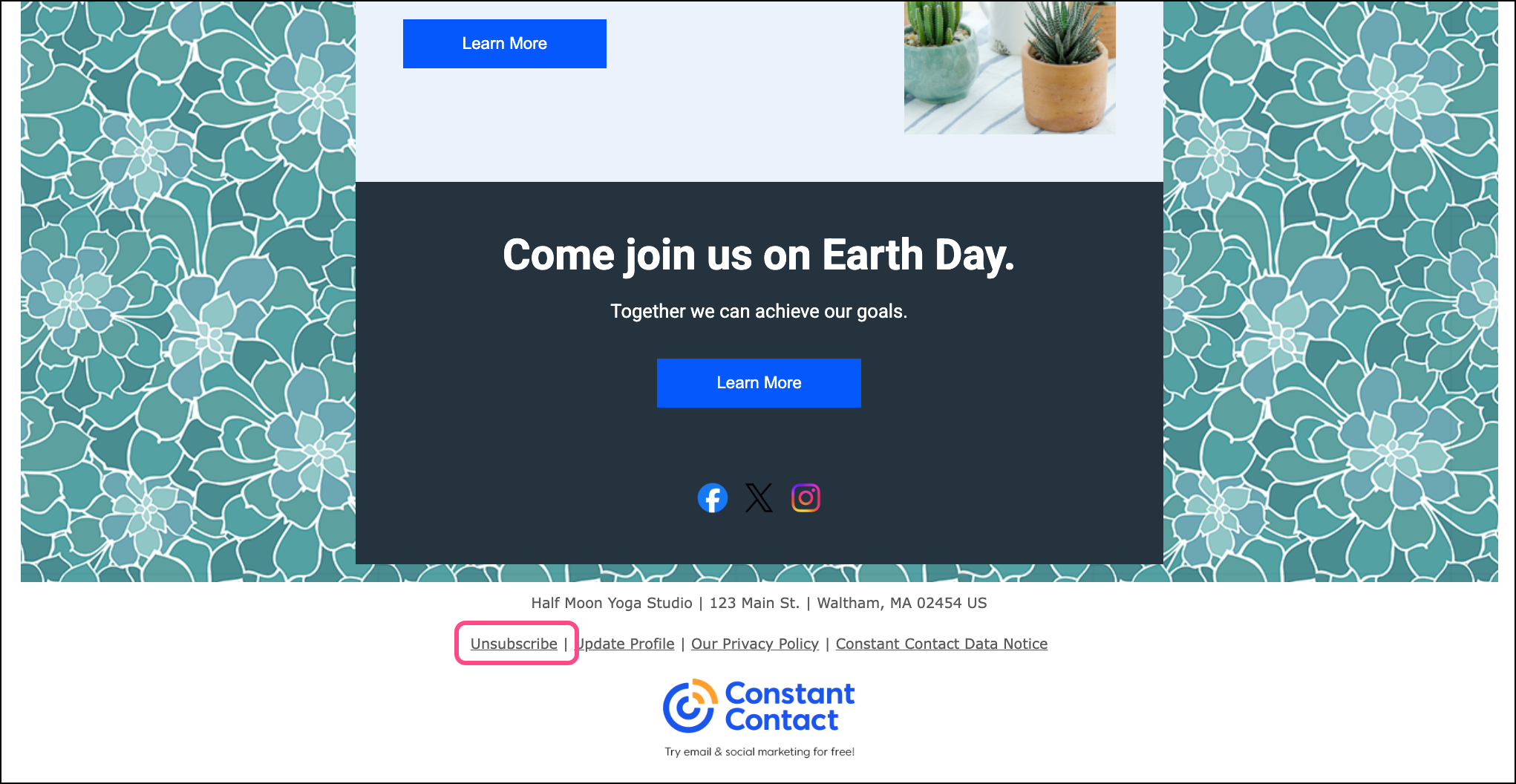 Unsubscribe in the email footer