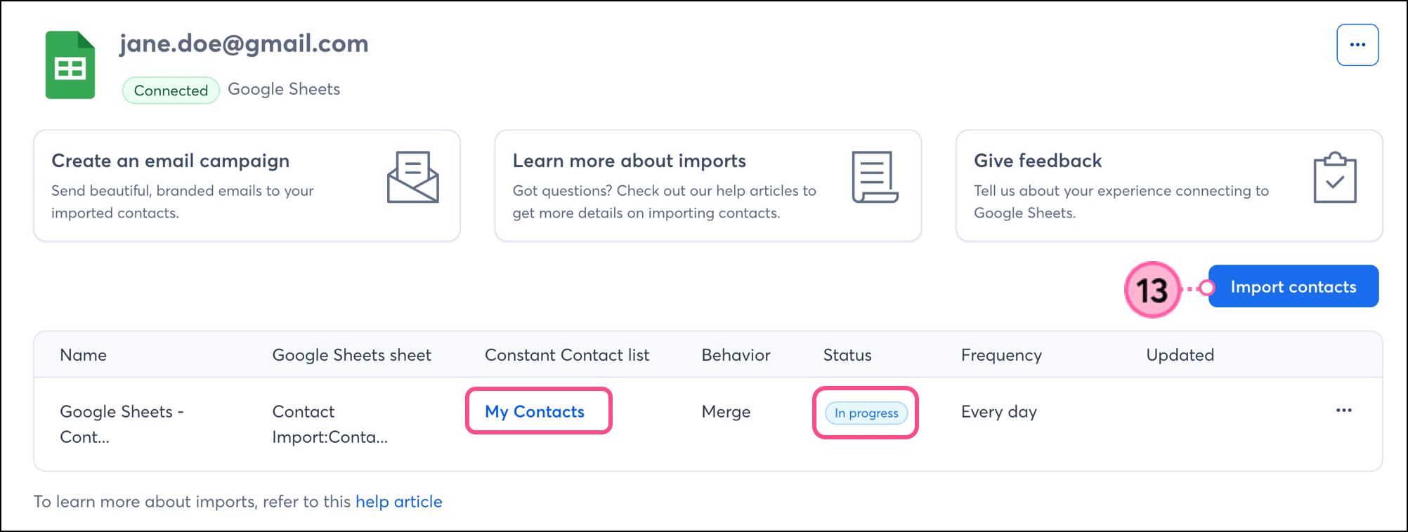 Complete Integration button on the Google Sheets Integrations page