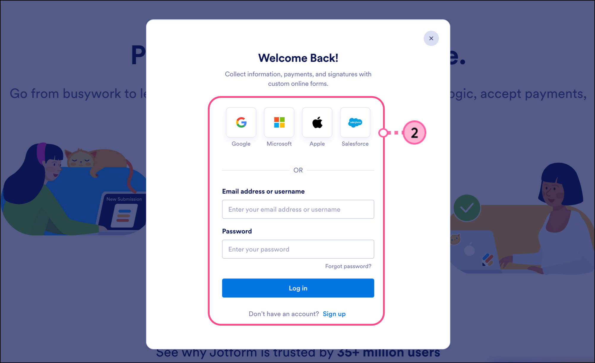 Jotforms SSO and email alternative login form Jotforms SSO and email alternative login form