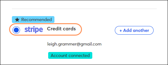 Stripe account connected to event