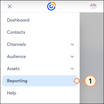 Mobile web menu expanded with Reporting option selected