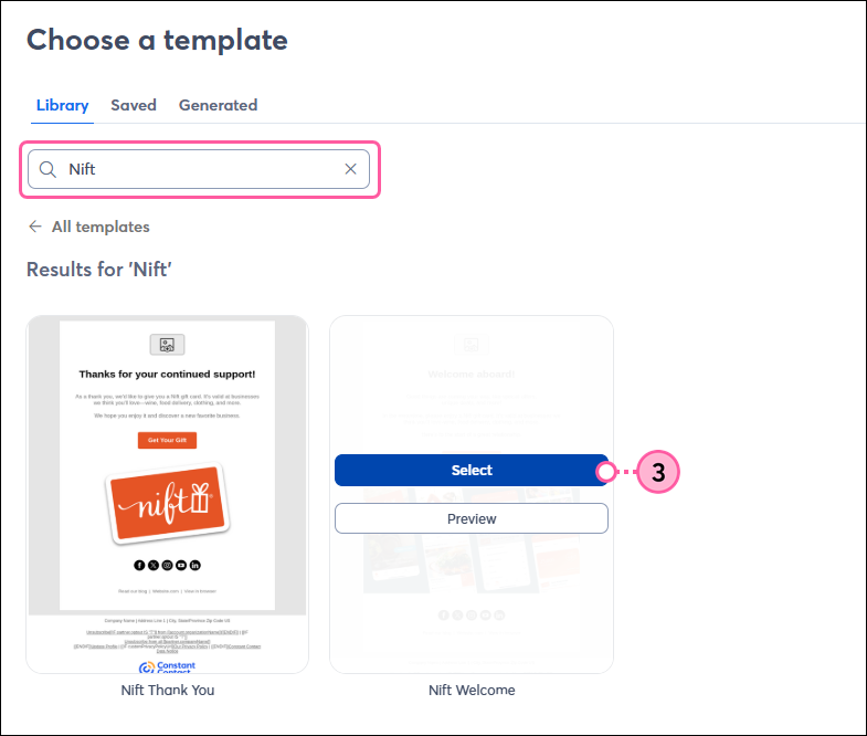 Select a Nift Template