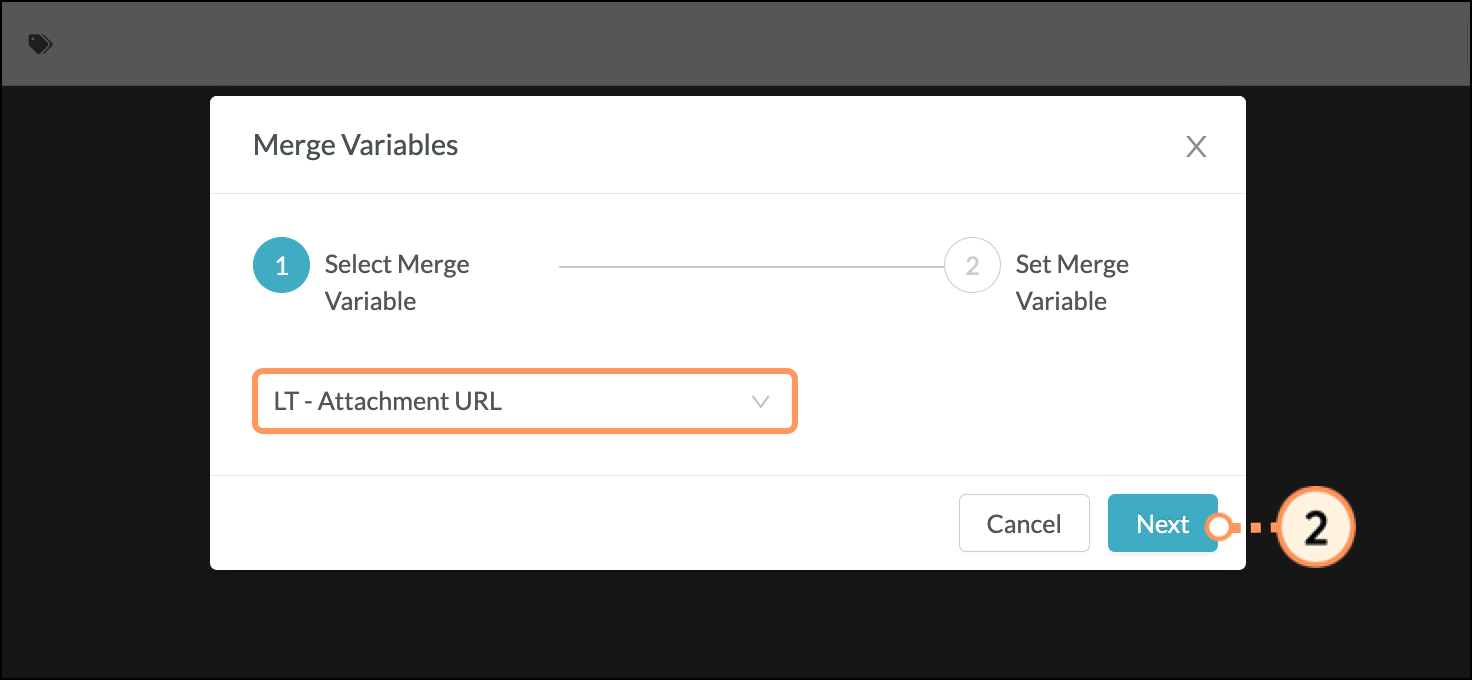 Merge variable field dropdown and blue Next button