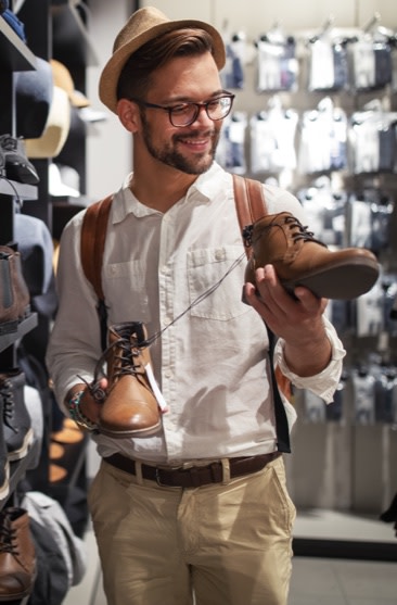 Customer shopping in a shoe store