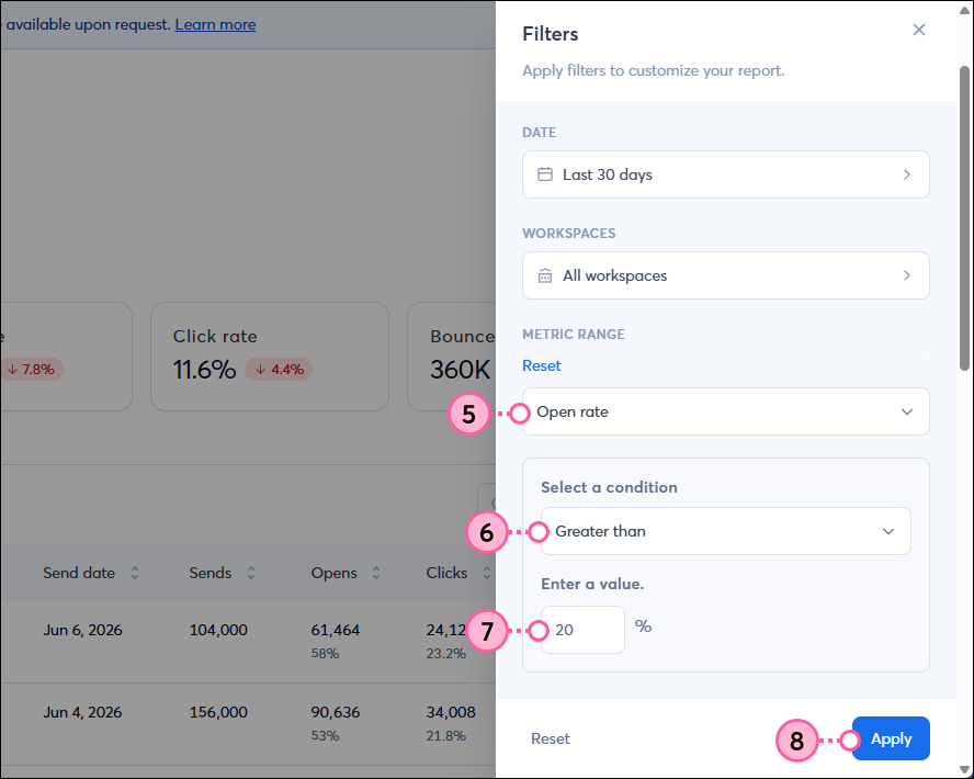 Reporting Dashboard filters