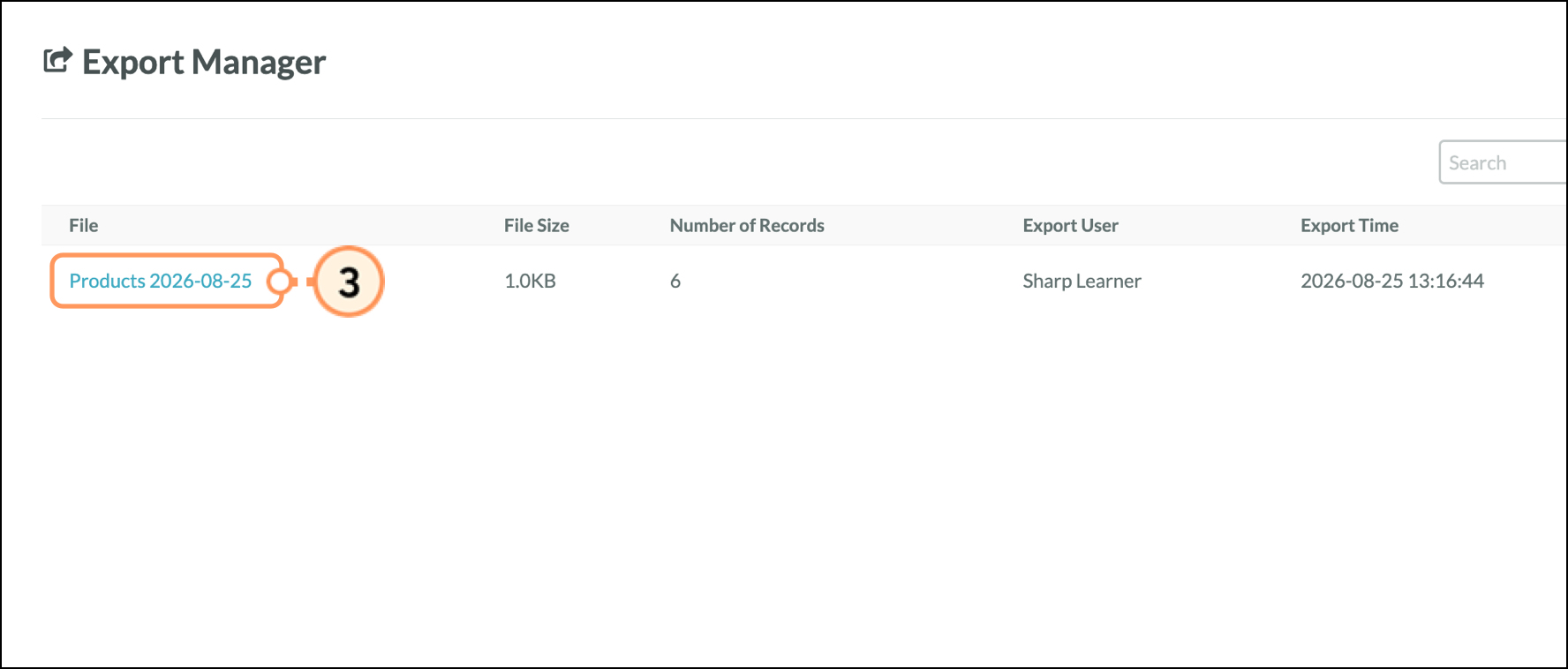 Click the file name Click the file name