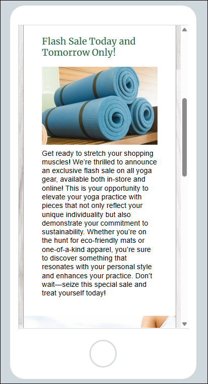 Preview of Email on Mobile Device with logo spanning full width
