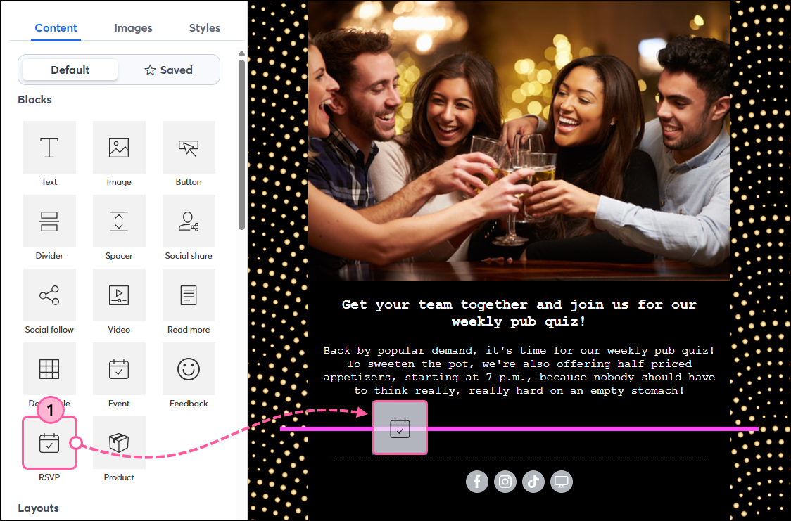 Drag-and-drop RSVP Block into Template