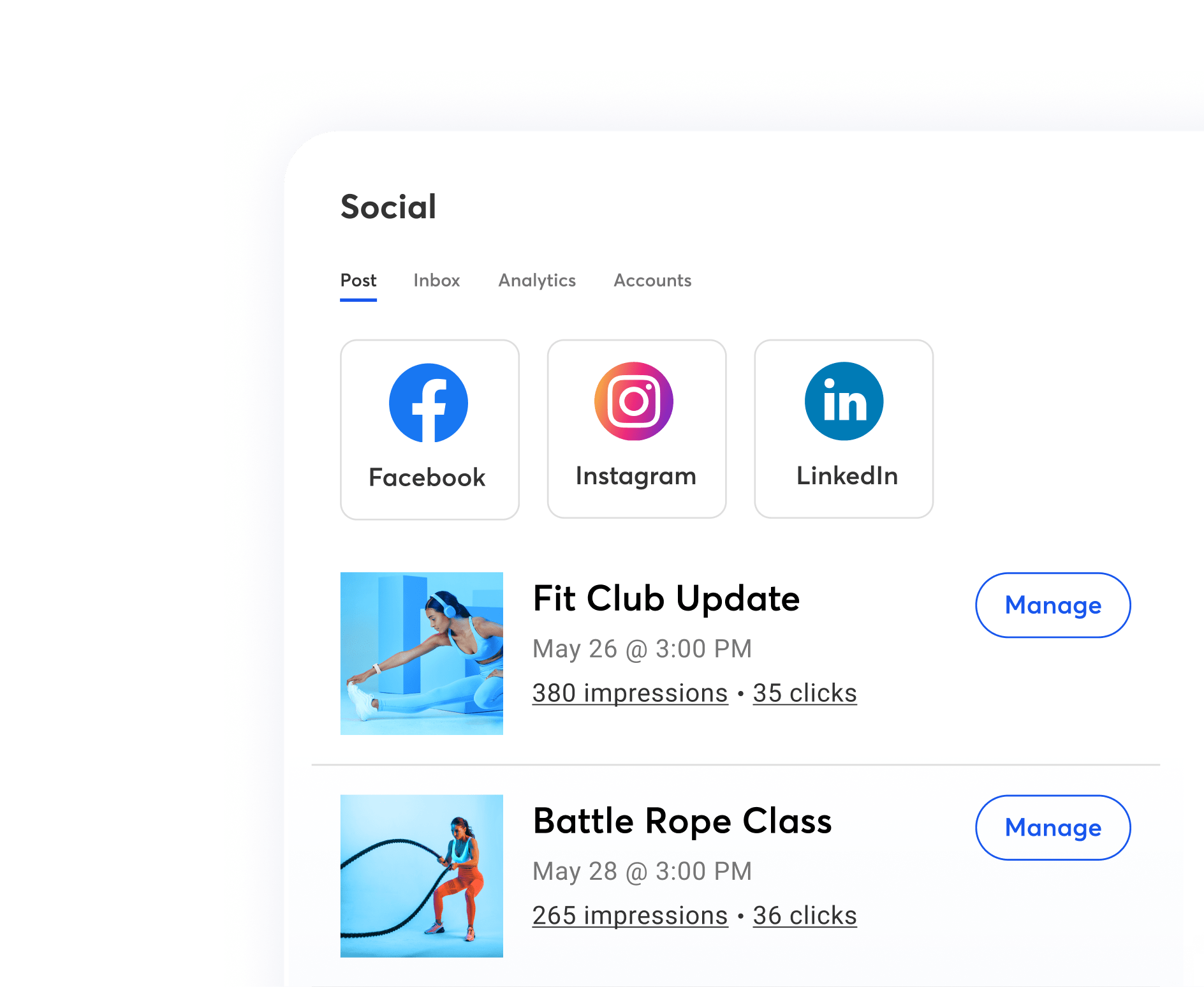 Social builder in Constant Contact application