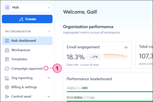 Teams account left navigation Campaign approval option