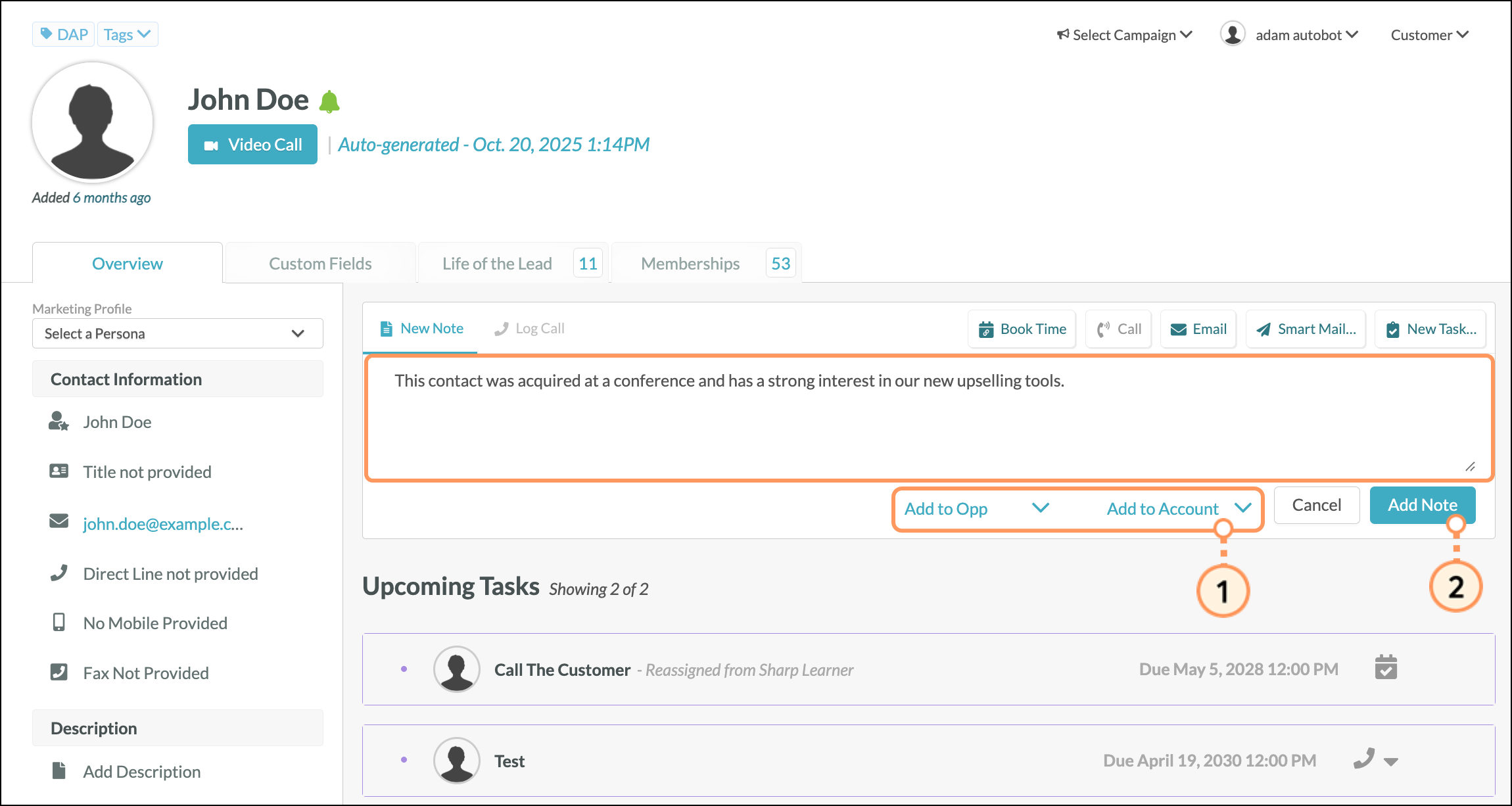 Blue Add Note buttons