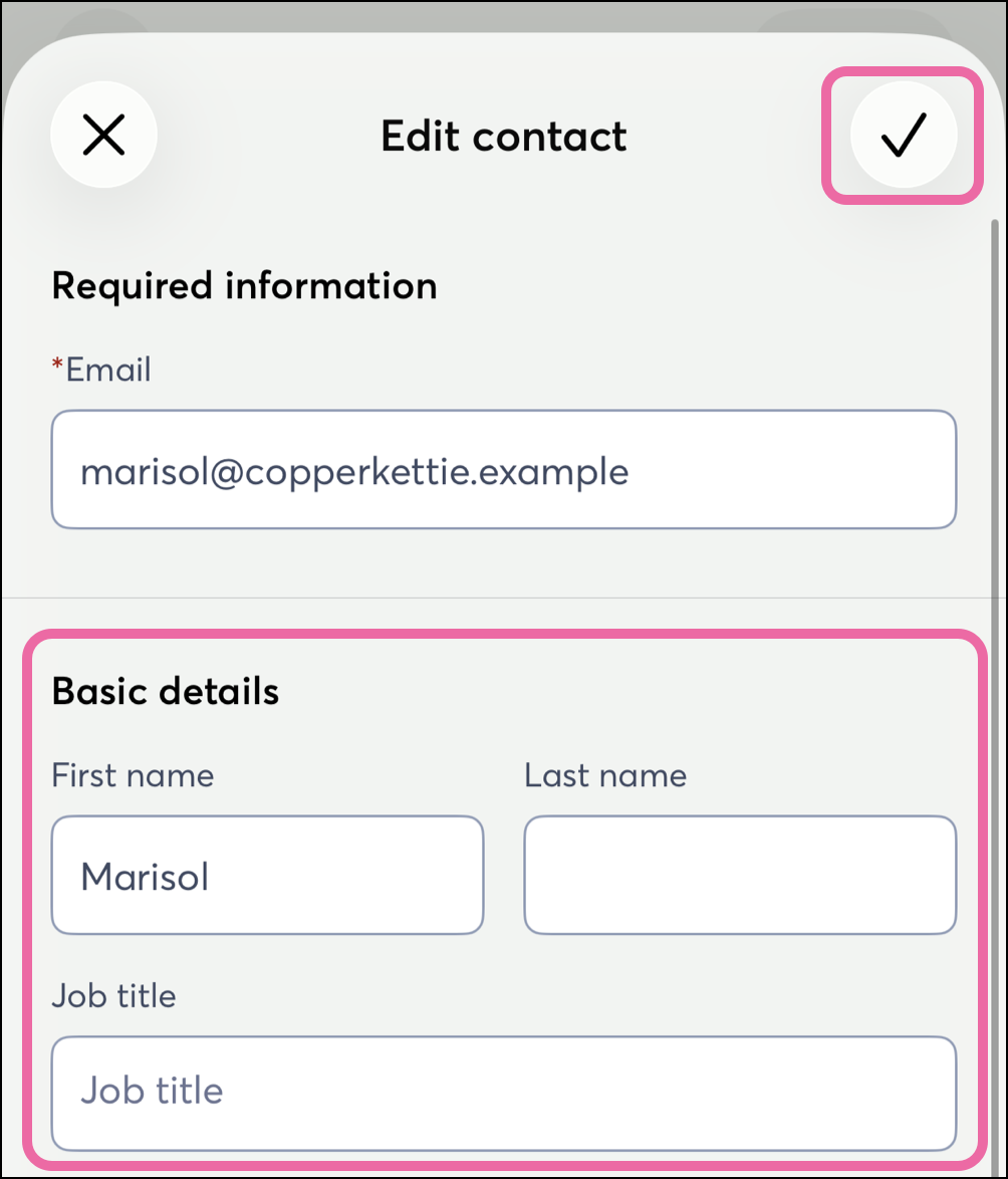 Edit Contact details form