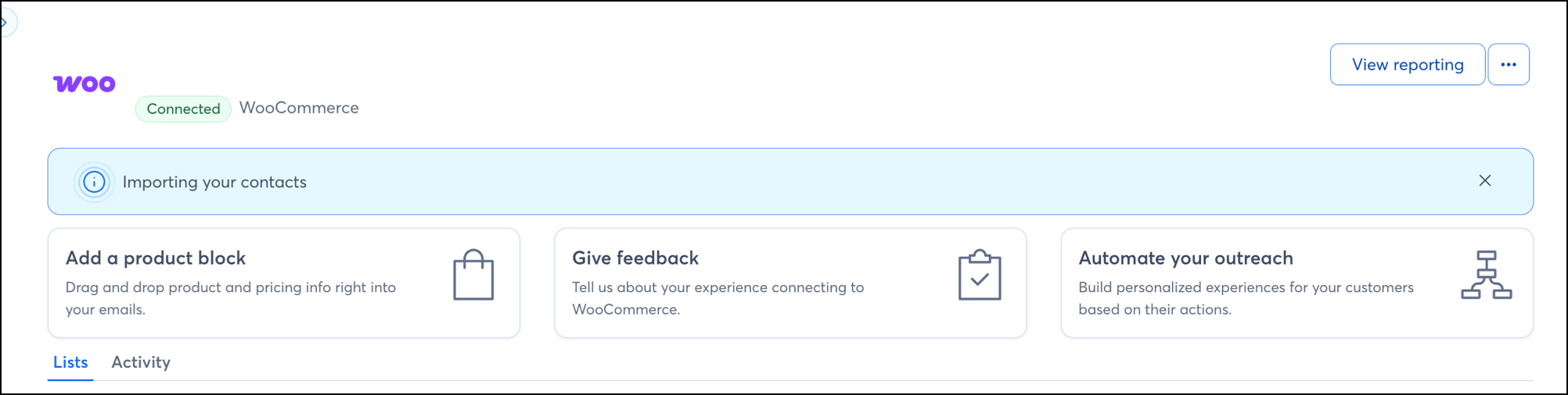 Connected WooCommerce integration store with store name missing