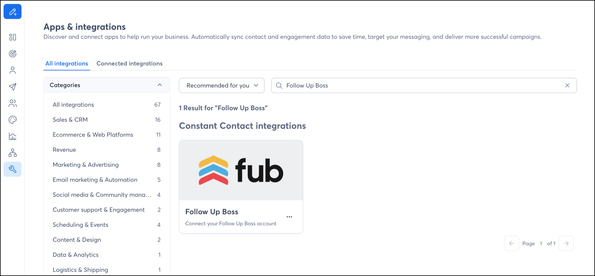 Follow up Boss Integration card Follow up Boss Integration card