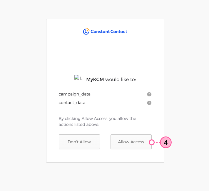 Allow Access for KCM and Constant Contact integration