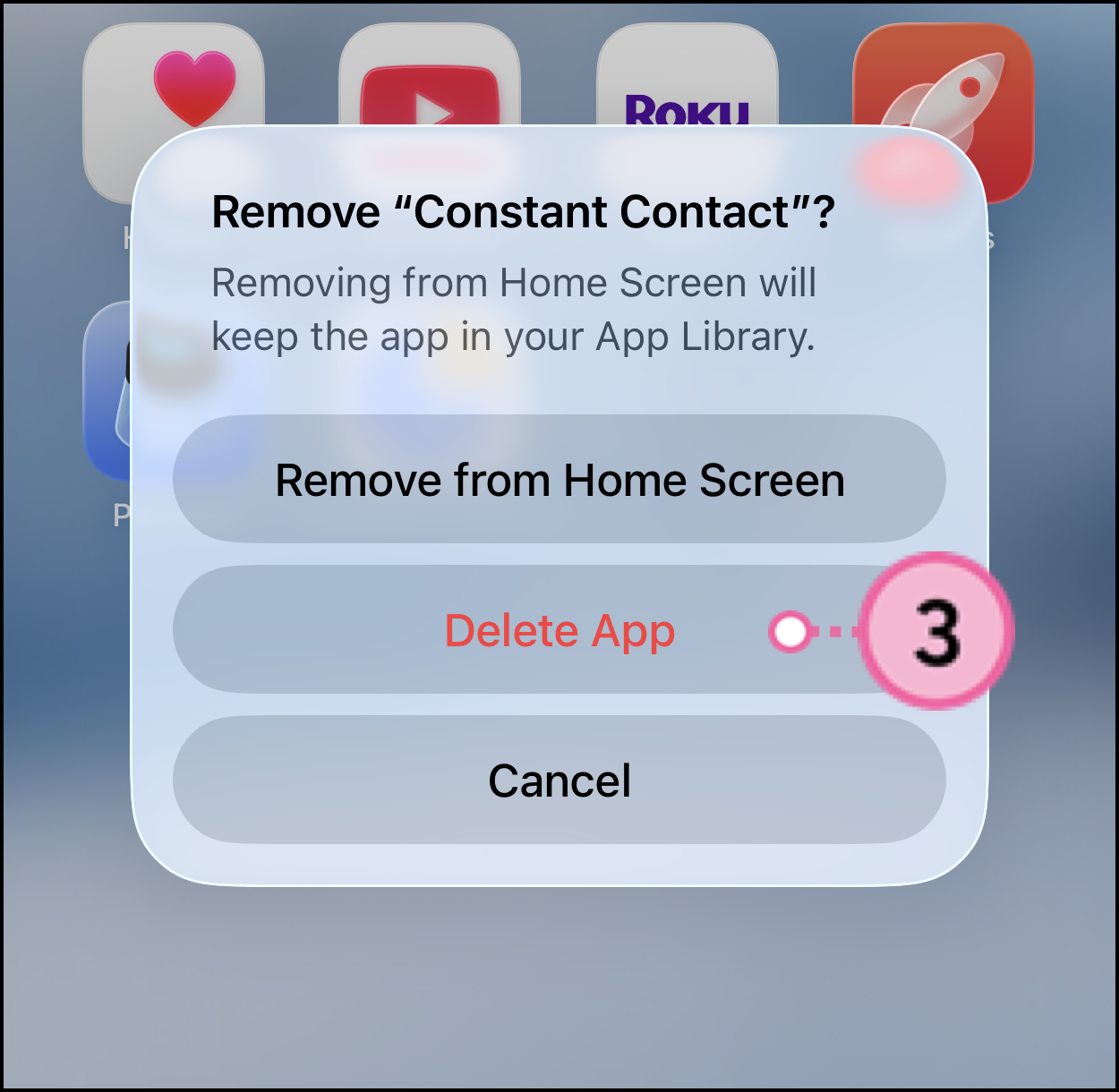 Delete app confirmation popup