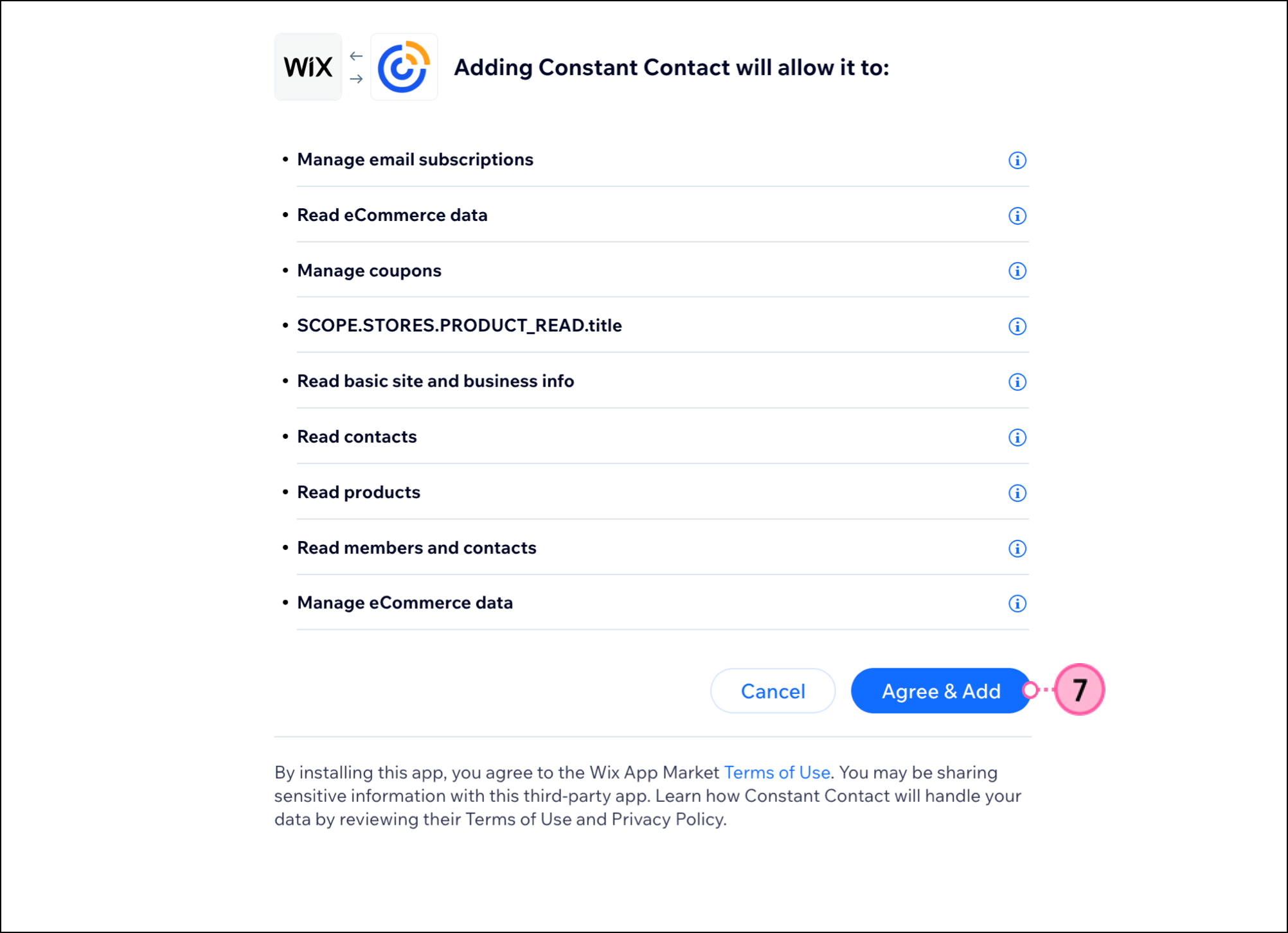 Wix connection permissions