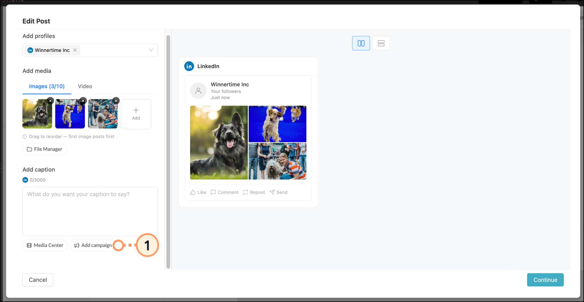 Exit Posts pop-up with Add campaign button