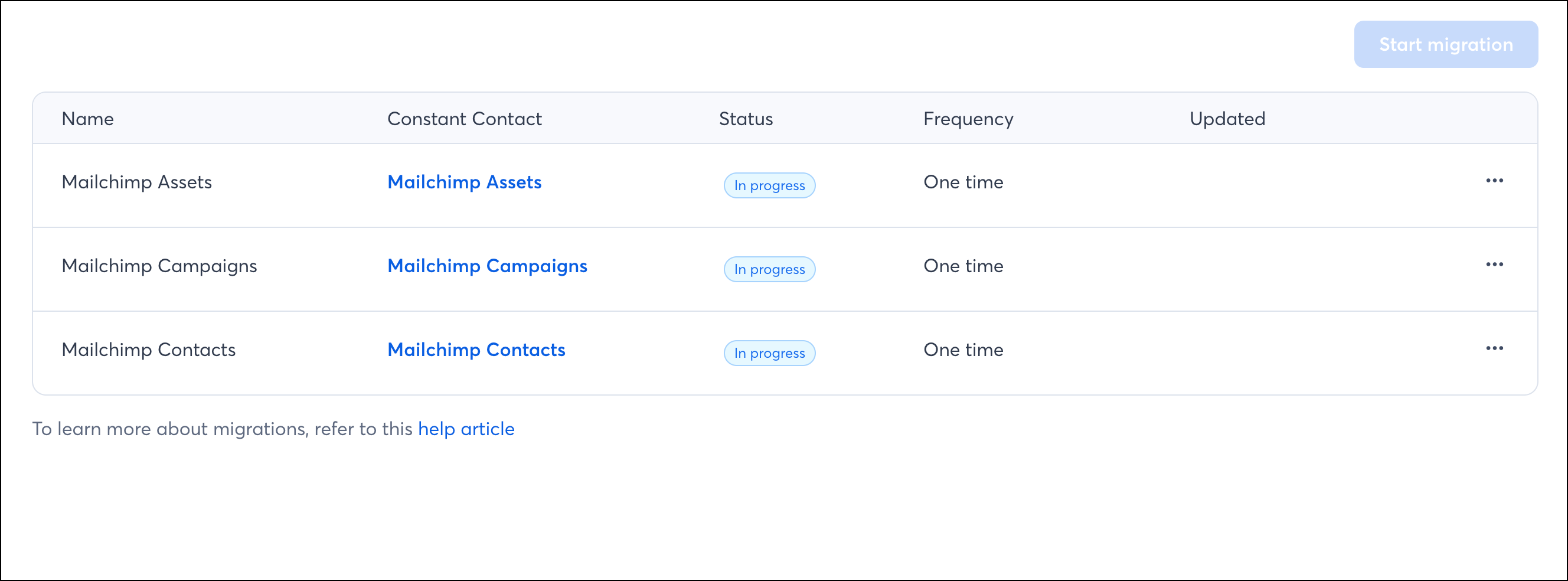 Imports in progress status