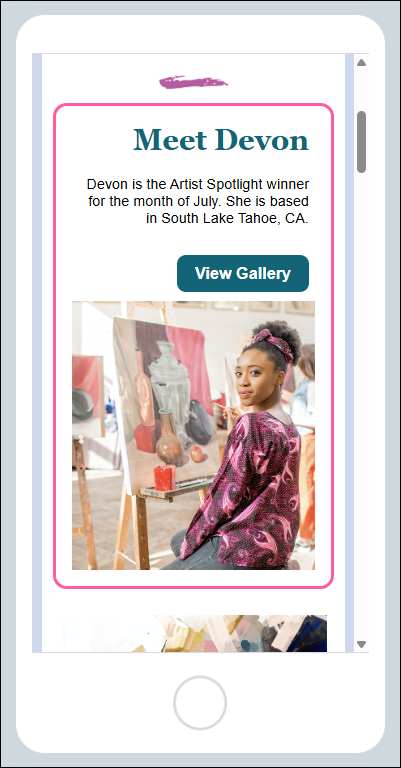 Email preview with columns stacked left to right