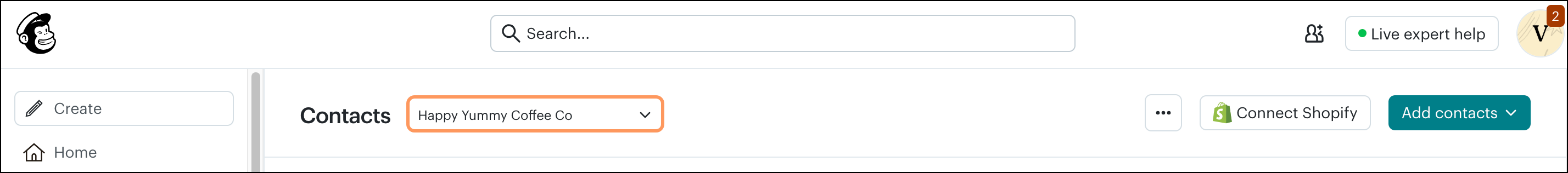 Audiences dropdown menu