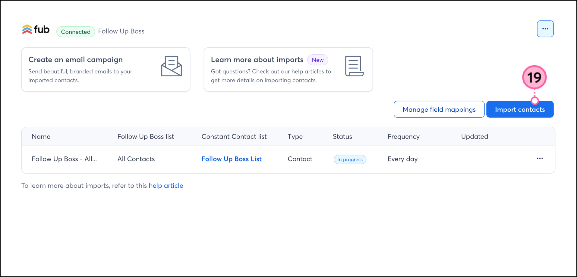 Processing import below a blue Import contacts button