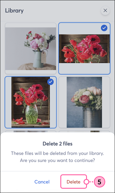 Delete 2 files confirmation with Delete link