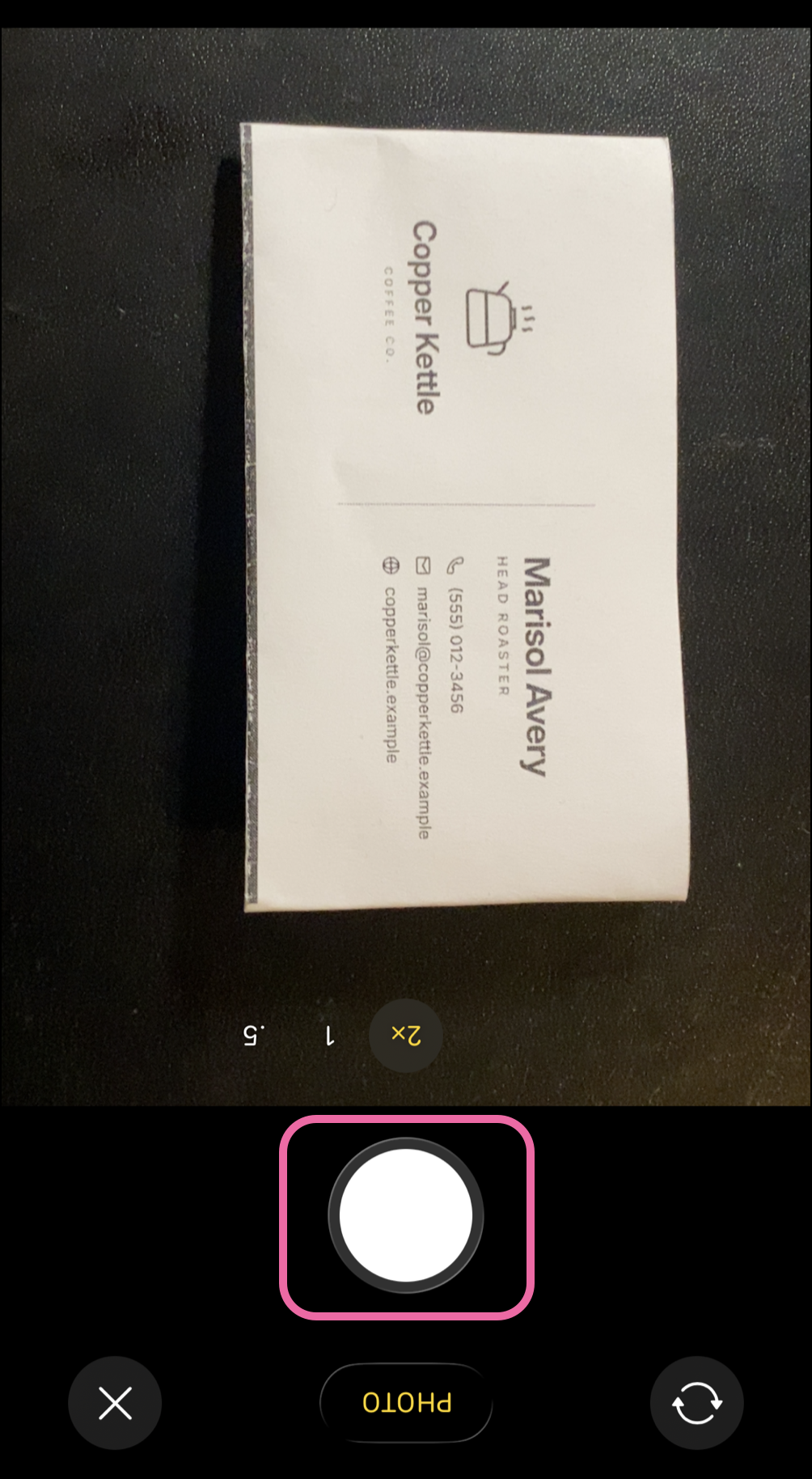 Scan card shutter button