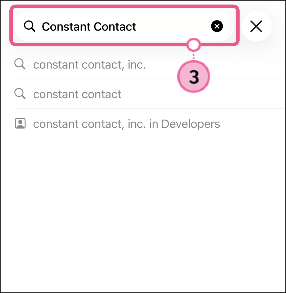 Constant Contact in the search field at the top of the screen