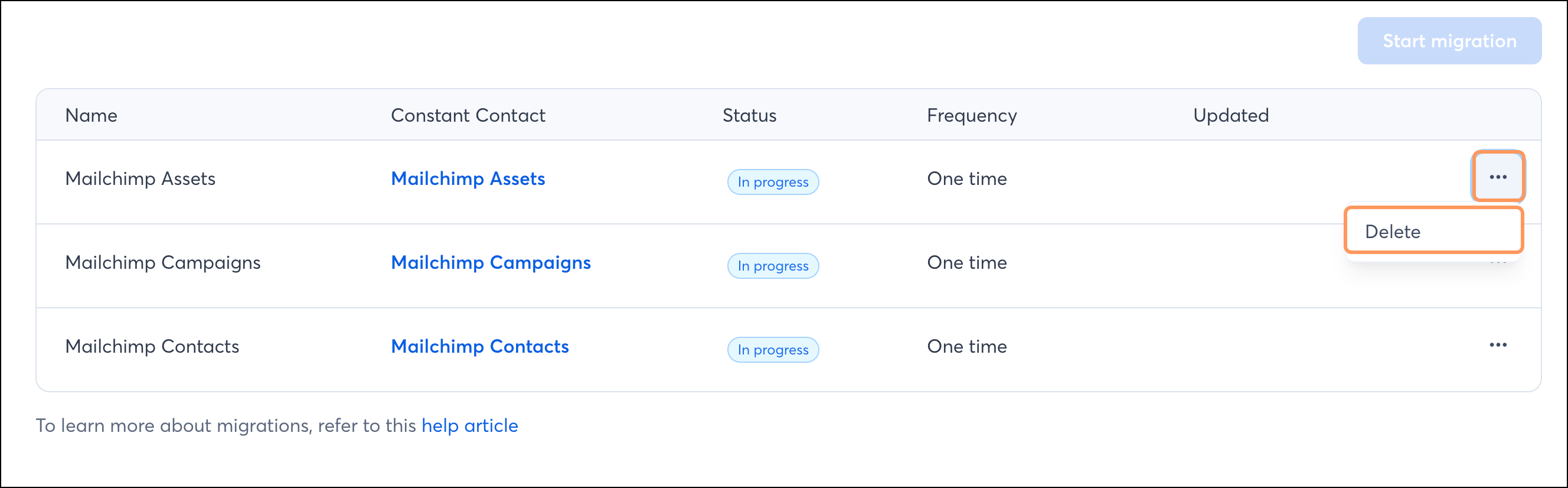 Three dots and expanded Delete button