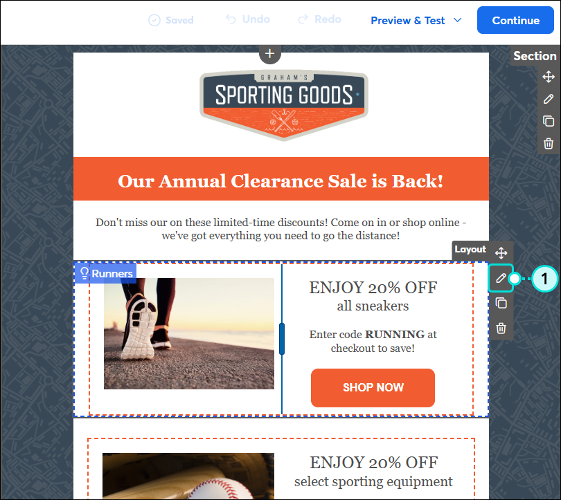 Dynamic Content Layout with Pencil icon