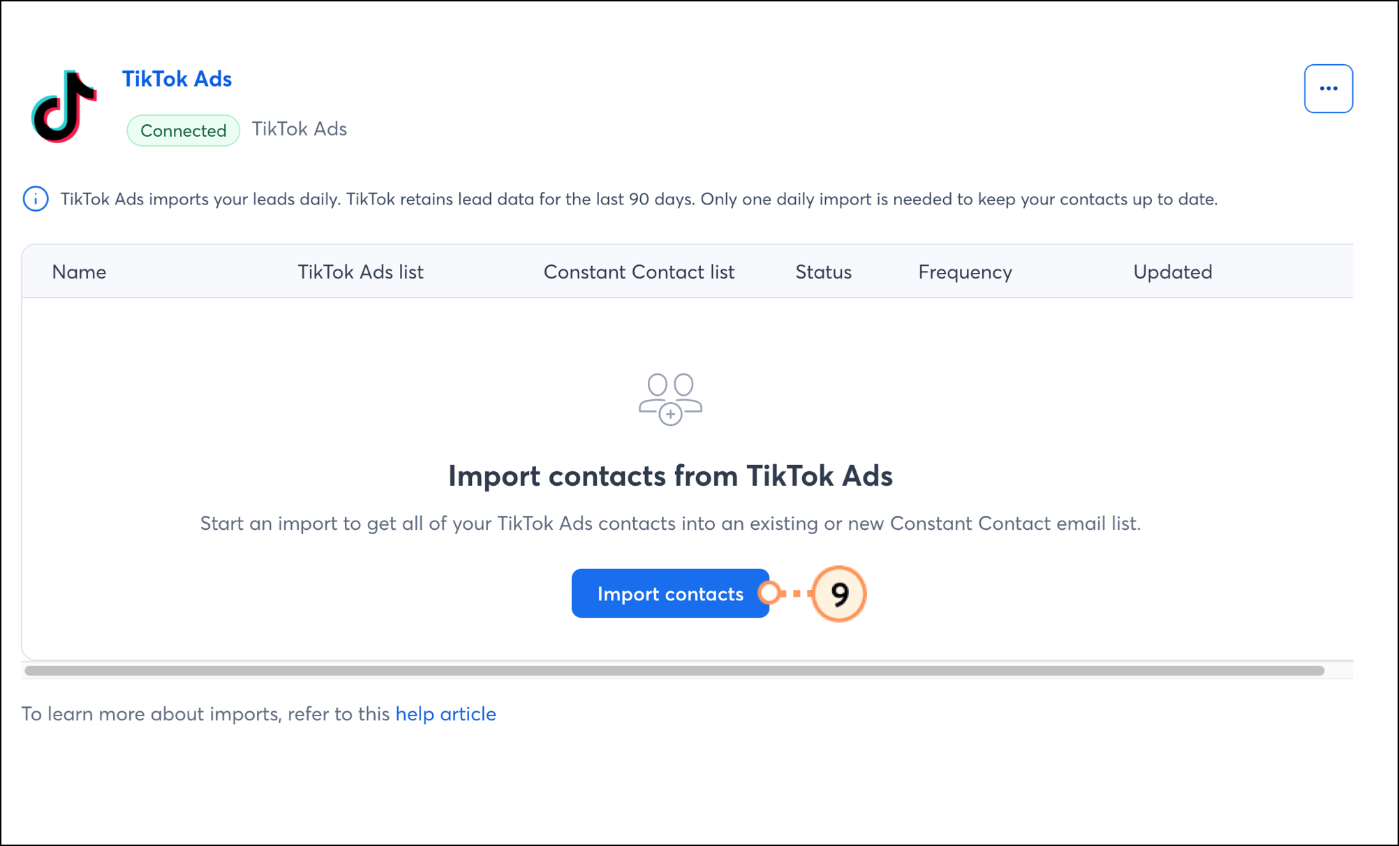 Blue Import contacts button