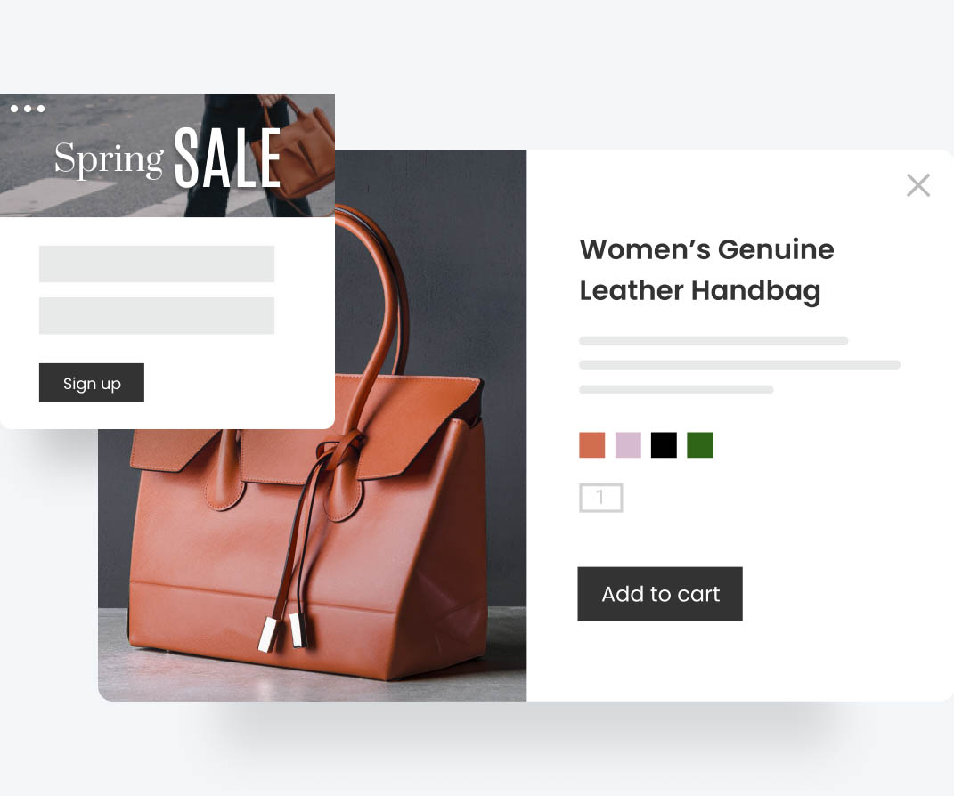 Online ad for women's handbag