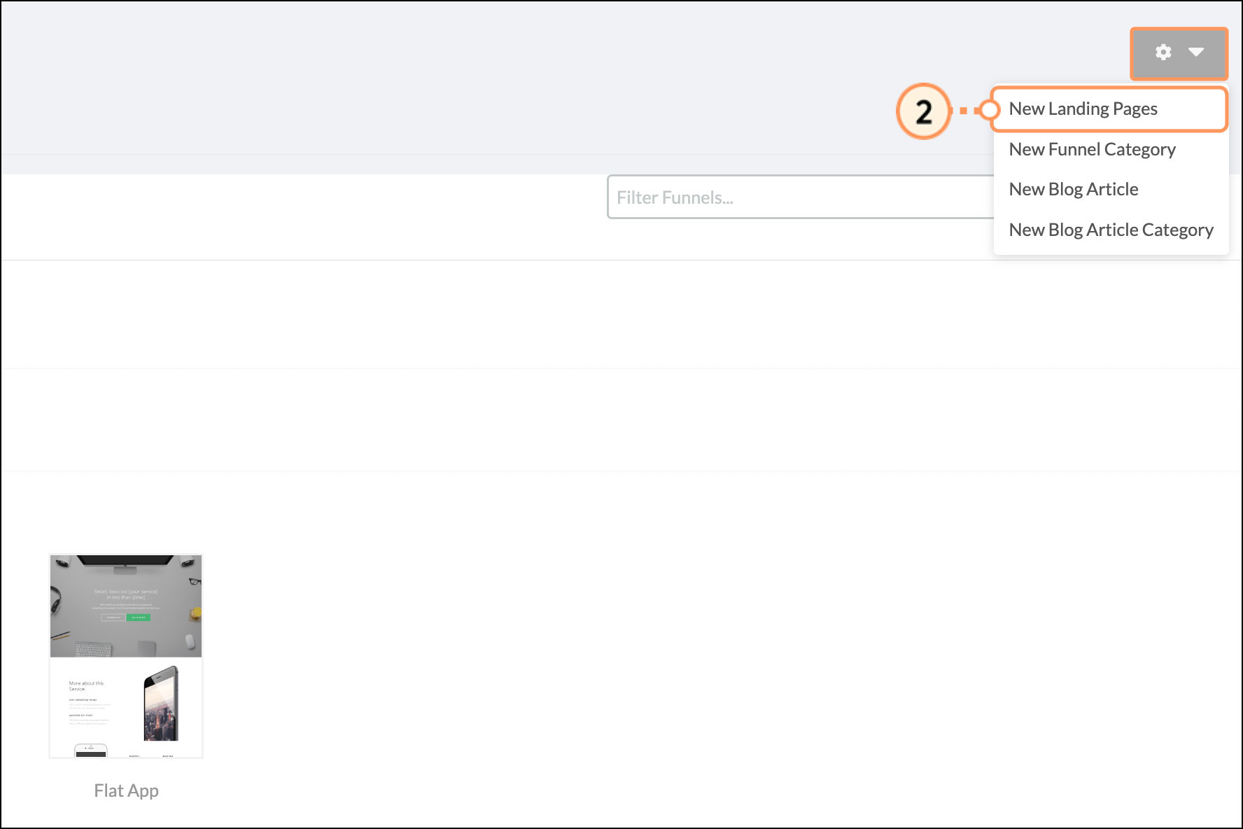 New Landing Pages in expanded Landing Pages Settings menu