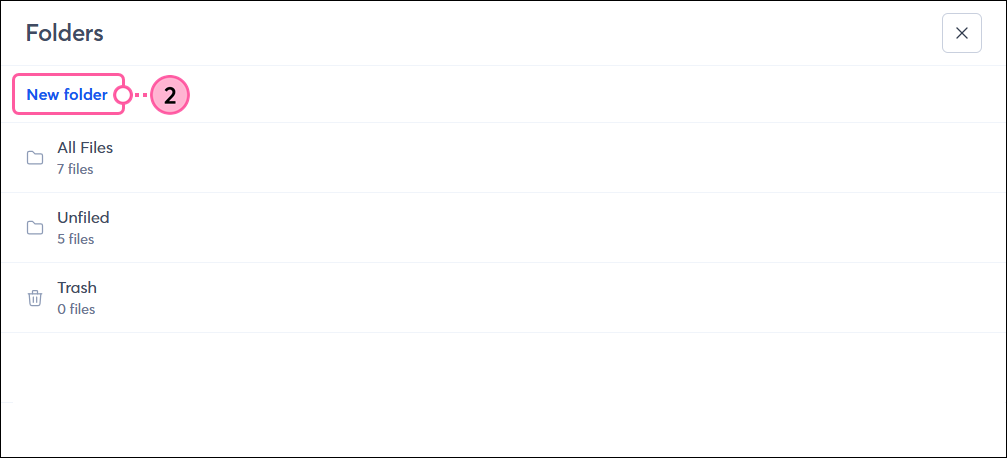 Library Folders page with New Folder link