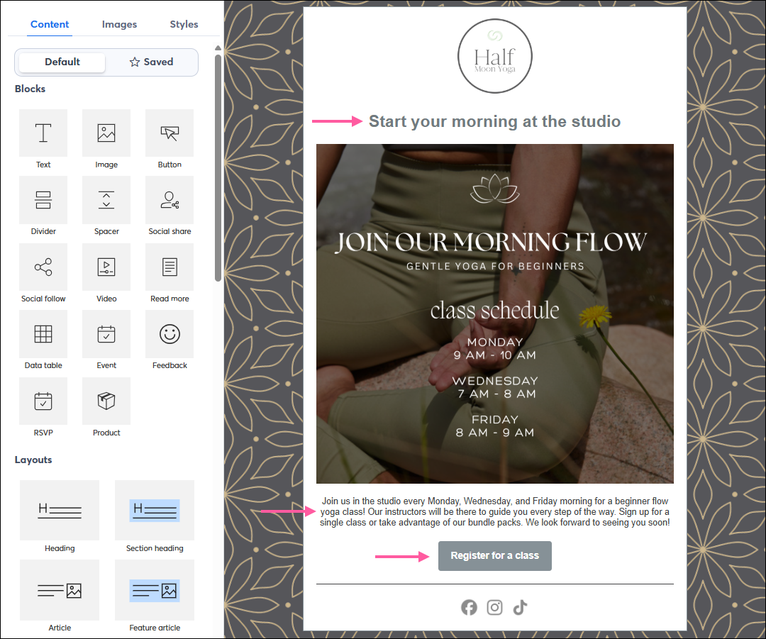 Example Email Including an Image with Text